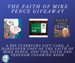 Give away for Leslie Montgomery, author of The Faith of Mike Pence on tour with Celebrate Lit and featured on CarpeDiem.fyi